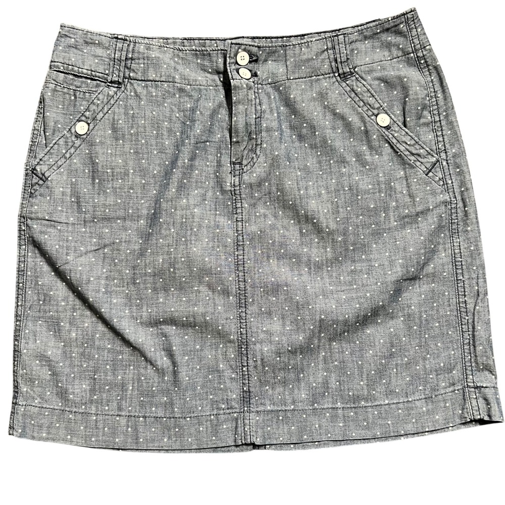 Tommy Hilfiger Denim Mini Skirt Blue White Polka Dot Pockets Size‎ 4